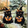 Halloween Suncatcher Stained Glass Window Hanging Light Catcher Ornaments Acrylic Ghost Black Cat Craft for Wall Window Decor