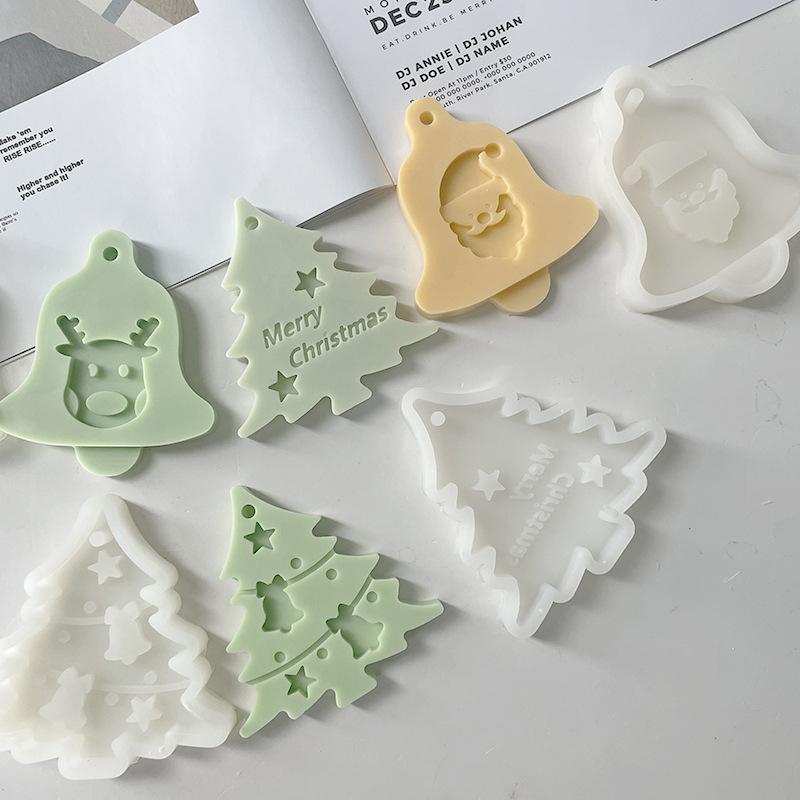 Christmas Tree Silicone Mold for Aromatherapy Wax Snowflake Elk DIY Aroma Gypsum Plaster Silicone Mould For Xmas Hanging Pendant