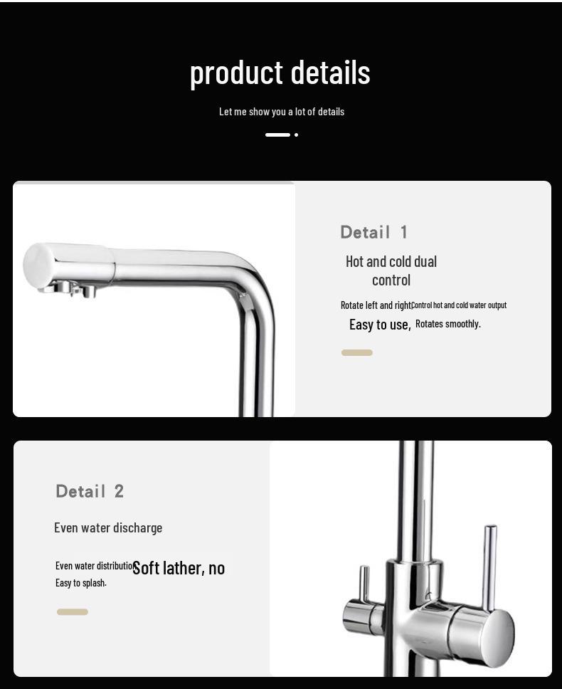 Вращающийся кран-очиститель воды «три в одном» для кухонной мойки