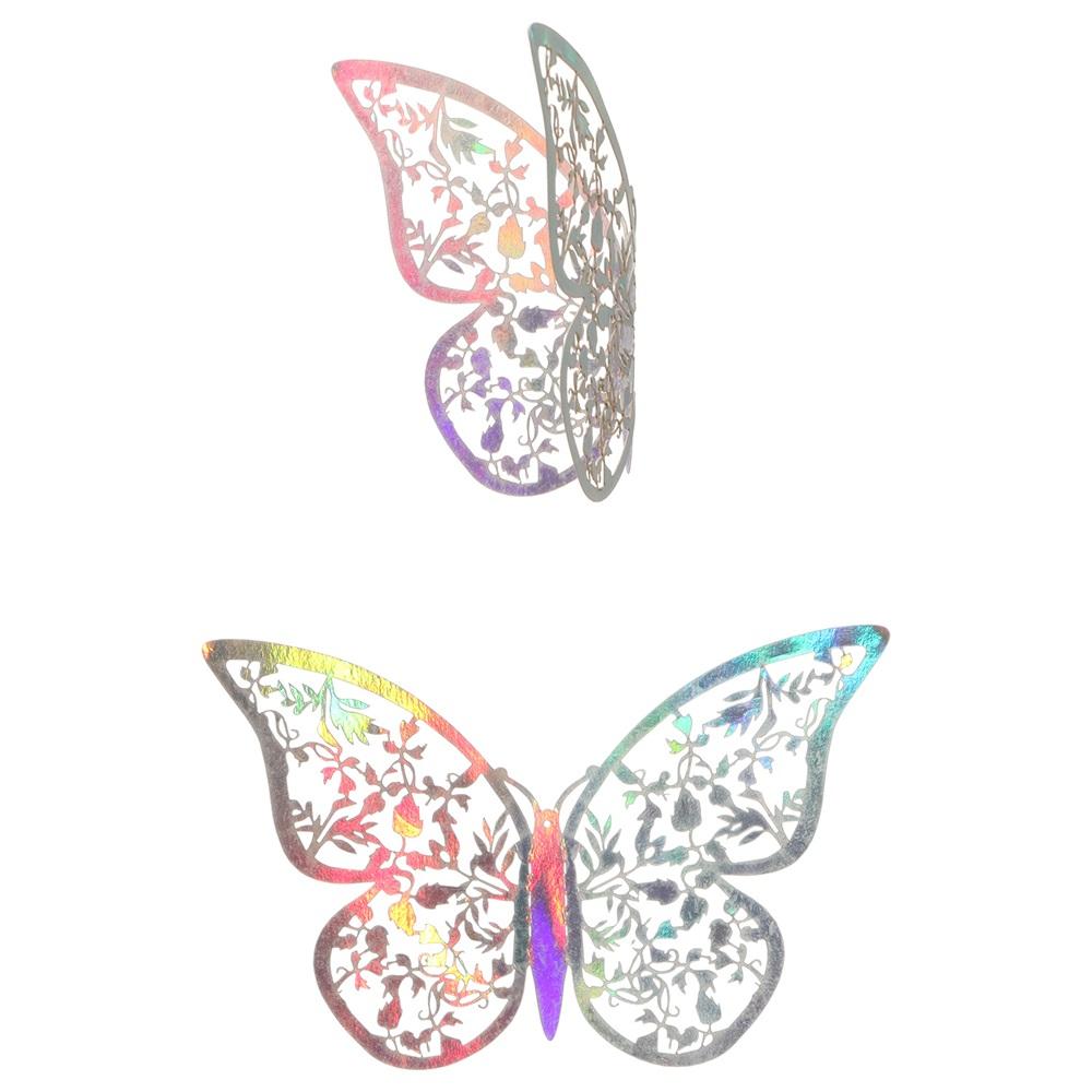 Фавор Металлическая Текстура Полые Бабочки Наклейки На Стену Искусство Мираж Цвет 3D Фантастические Бабочки Наклейки