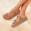 Модные летние новые сабо-сандалии Litfun для женщин, модные уличные нескользящие пляжные шлепанцы с регулируемой пряжкой, ортопедические домашние шлепанцы