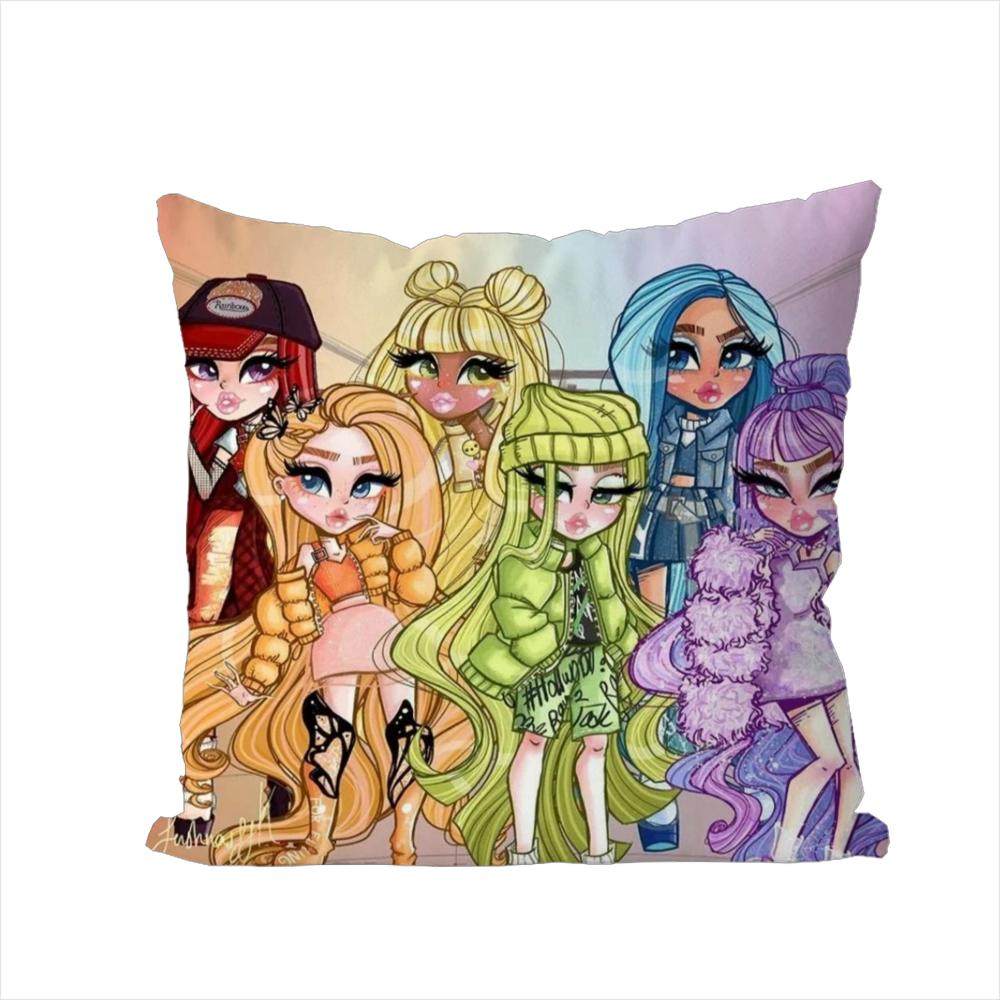 Rainbow High Pillow Case For Car Sofa Decorative Home Doublesided Print Plush Square Throw Pillow Cushion Cover