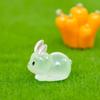 DIY Mini Rabbit Ornament Cartoon Resin Animal Figurines Cute Luminous Rabbit Miniatures  Outdoor