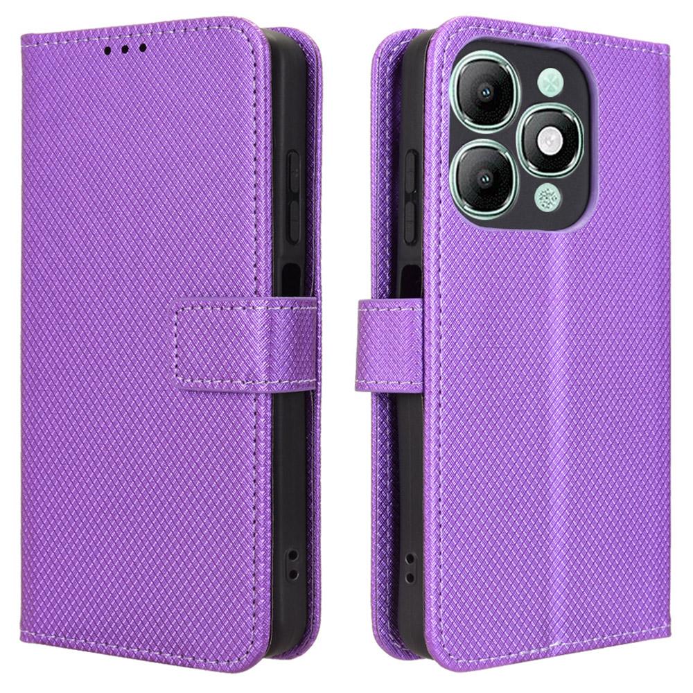 Для itel A90 4G Кожаный чехол-кошелек с ремешком Текстура бриллианта Чехол для телефона