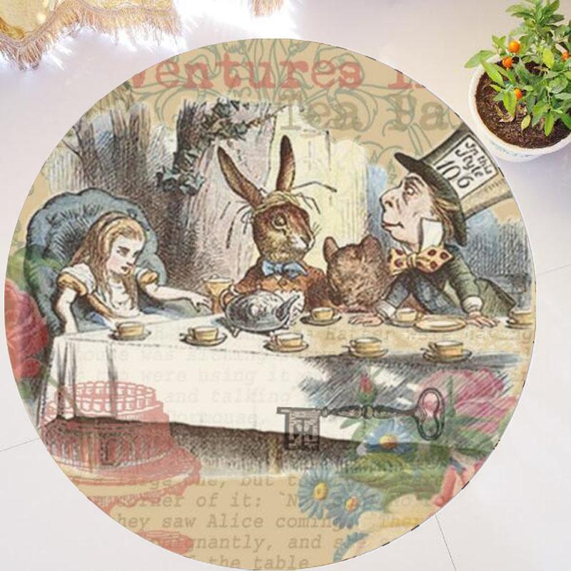 Cool Cheshire Cat Round Rug Carpets for Living Room Alice in Wonderland Area Rug Floor Mat Rubber Chair Kid Girl Room Decor Gift