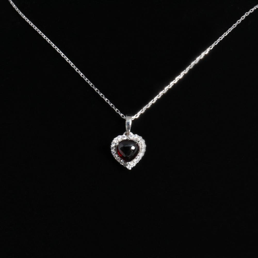 S925 Серебро "Любовь" в форме сердца с натуральным гранатом и драгоценным камнем, ожерелье, ювелирные изделия для женщин, жены, дочери, подарок, повседневная одежда