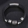 New Punk Jewelry Men Braided Genuine Leather Bracelet For Men Stainless Steel Clasp Double Layer Bangles