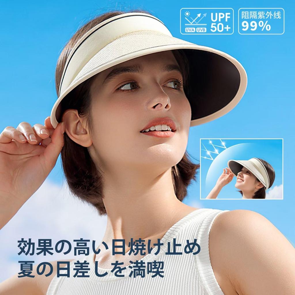 Sun Visor for Straw Sun UV Protection Sun Wide Slimming Fly One Size [LEZOOY] Women, Hat, UPF+50, Hat, Spring/summer, Brim, Effect, Won't Away,