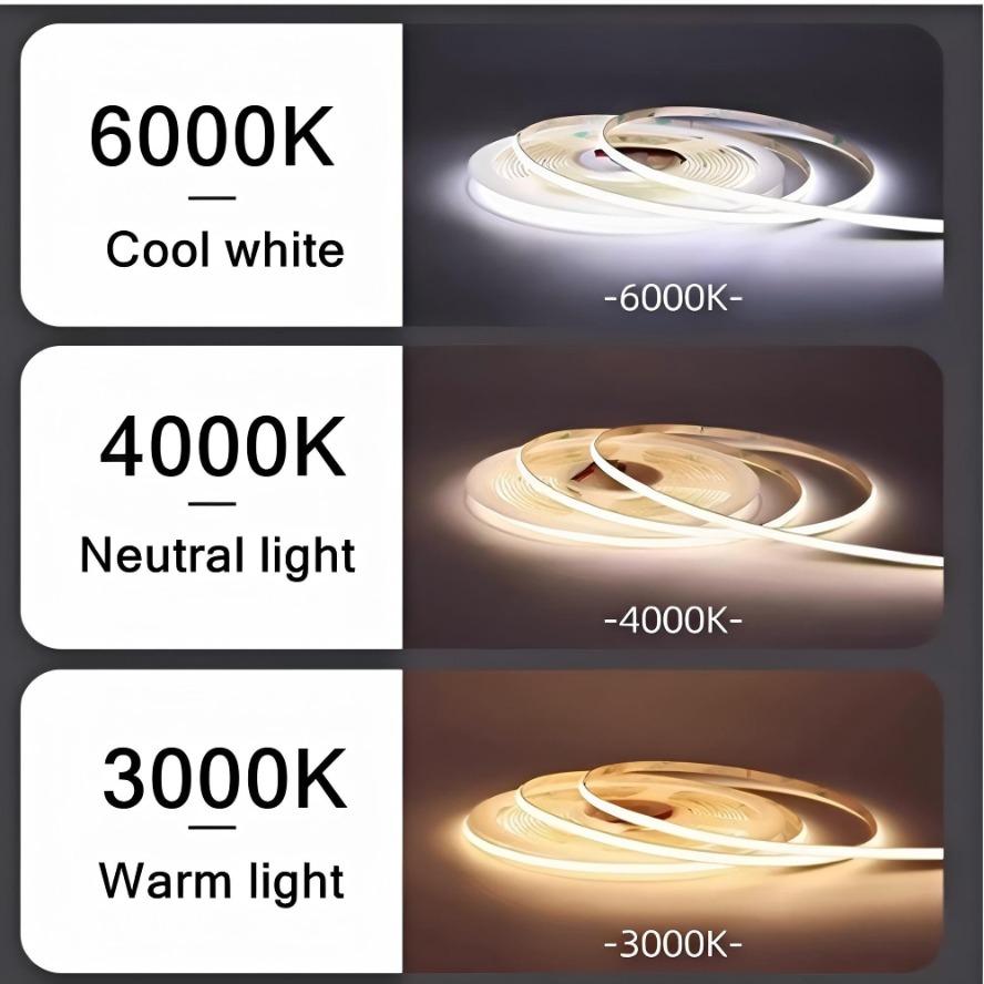 3MM Ultra Thin COB LED Strip 5V Colorful Dimmable 3000K 4000K 6000K High Density Flexible Light 400LEDs for DIY Home Decor Lamp