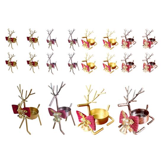 Yousheng Christmas Reindeer Tealight Candle Holder Gold Iron Decoration for Table Window Versatile Christmas Holiday Decor
