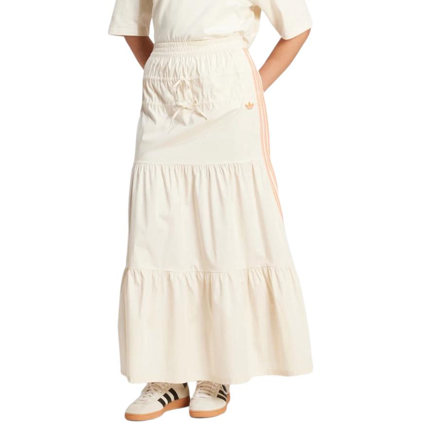 Adidas Originals Summer Glow three-stripe tiered midi skirt