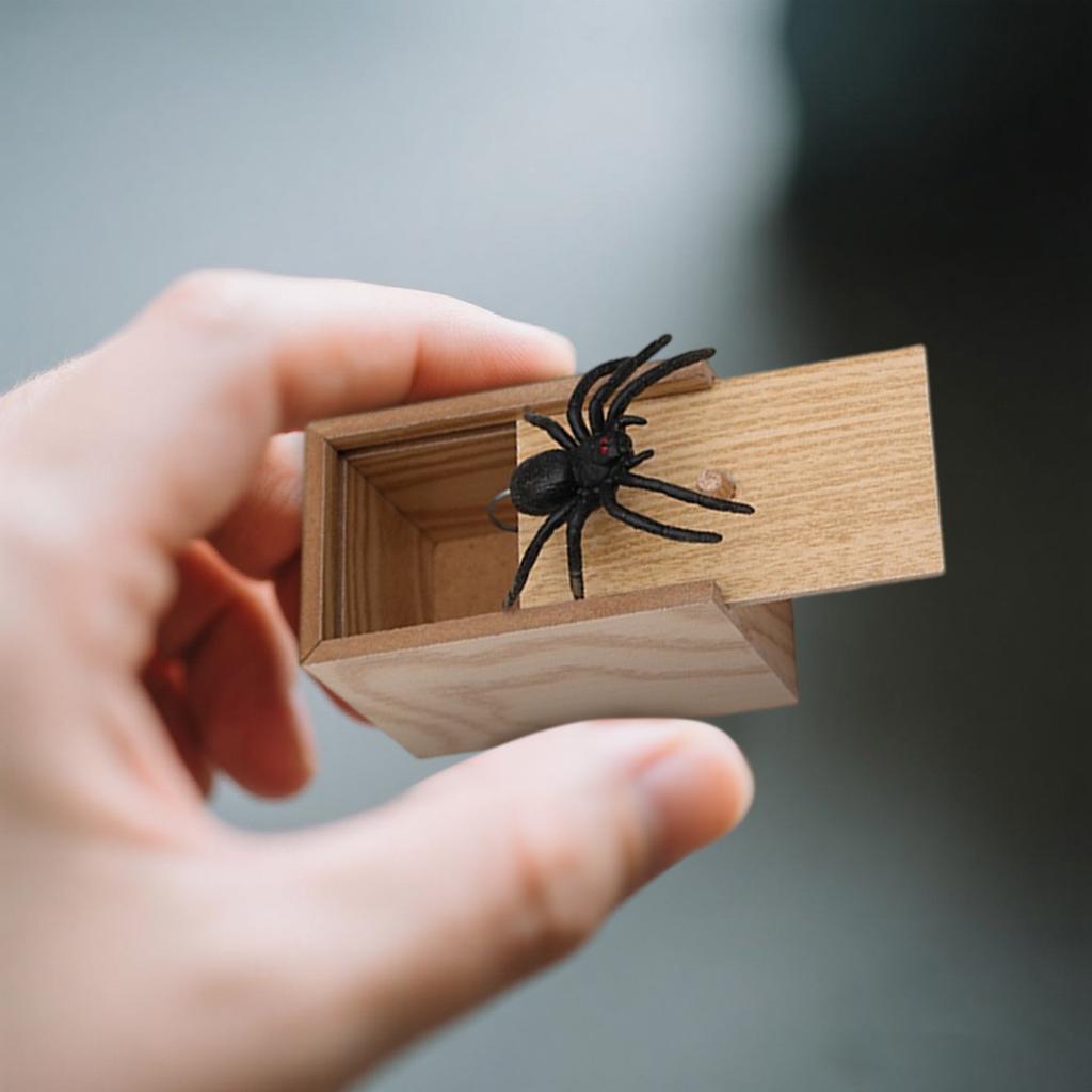 Игрушки для розыгрышей Коробка для розыгрышей Паук Предметная коробка Страшный Ужас Маленькая Деревянная Коробка