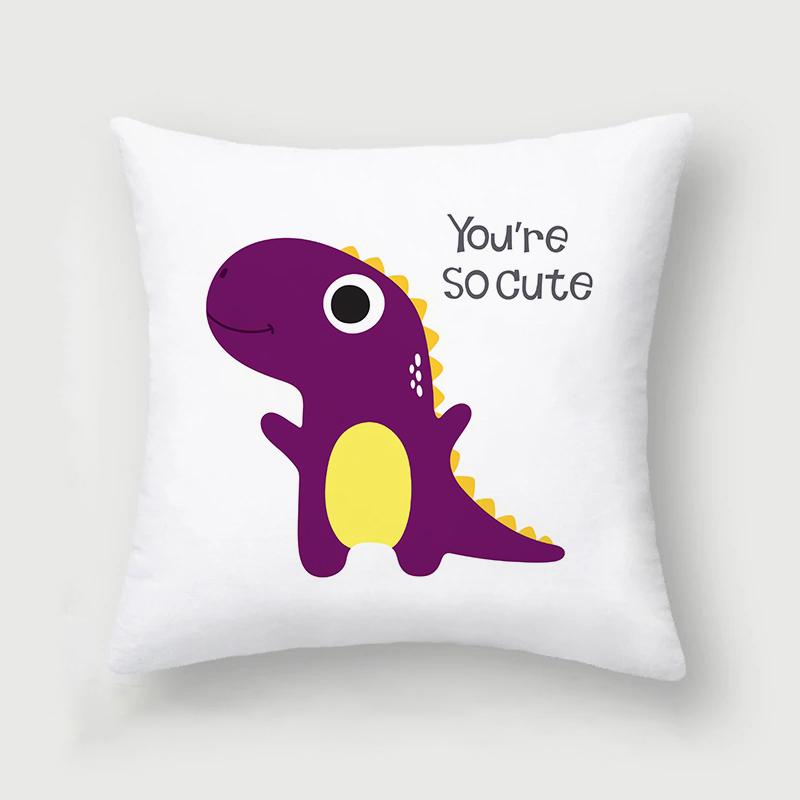 Cute and Interesting Cartoon Dinosaur Throw Pillow Set Sofa Chair Cushion Cover Children's Room Home Decoration Pillowcase 45x45