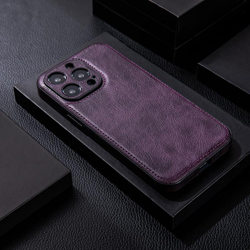 Высококачественный кожаный чехол для iPhone 12-15 Pro Max - Премиальное ощущение, Защита от падений, Отделка с текстурой кожи