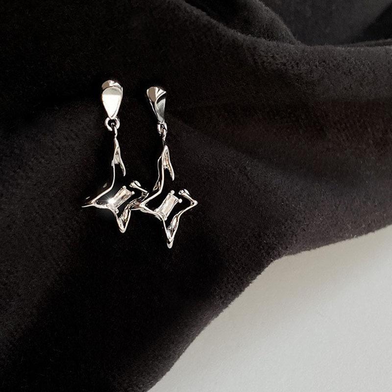 Необычные серьги в форме звезды с цирконием из металла для женской моды. Персонализированные и минималистичные серьги для темперамента.