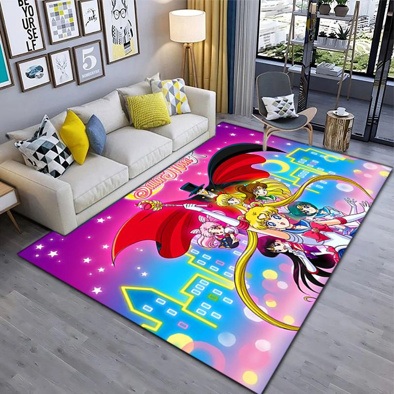 Cute cartoon theme Sailor Moon Tsukino Usagi cartoon rug Multifunctional household anti-slip decorative door mat, outdoor floor mat, and carpet Y6
