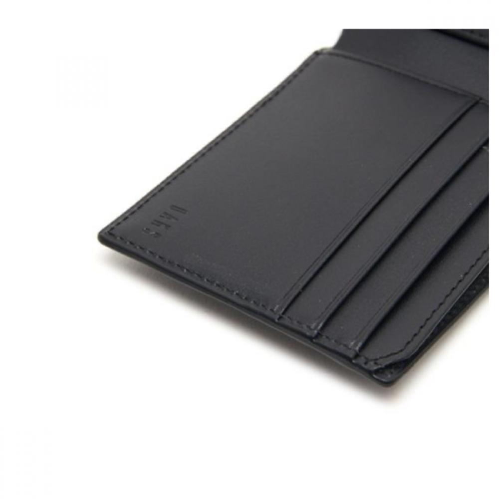 Daks Black Leather Dd Logo Classic Wallet