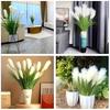 1 Bundle of Artificial Pampas Grass, Lifelike Outdoor Reeds and Green Shrubs, Very Suitable for Home, Office, Porch and Garden Decoration.