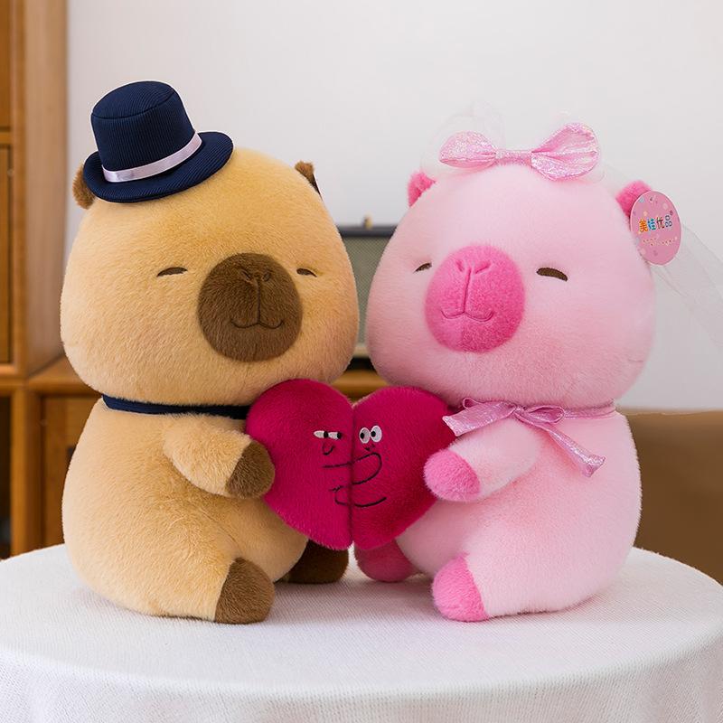 Couple Heart-to-heart Capybara Plush Toy Magnetic Love Kapi Confession Doll 520 Gift Wedding Doll