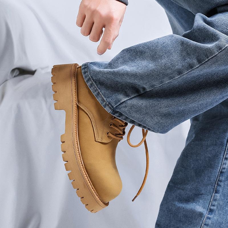 Мужские новые высокие ботинки Мартин на толстой подошве, увеличивающие рост, модный тренд, большого размера, британские ботинки-дезерты, мужская обувь 8266-K