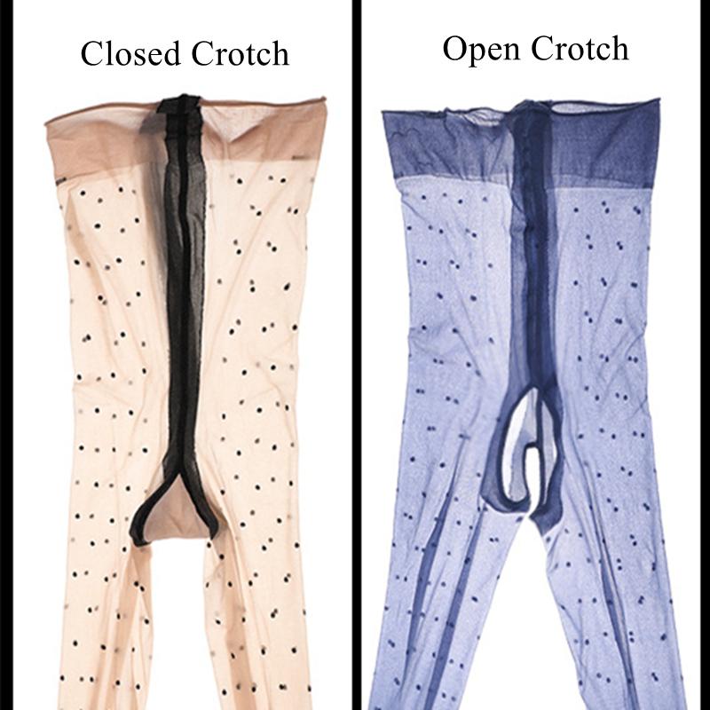 T Открытая промежность Черный горошек Сексуальные чулки Эластичные без талии С высокой посадкой Маслянистые Блестящие Формованные для стопы Эротические Колготки Женские Утягивающие Колготки