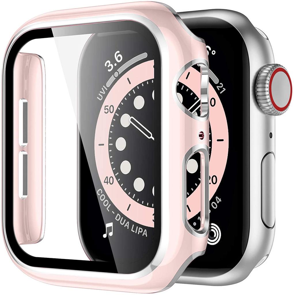 Glass+Cover For Apple watch series 8 7 3 4 5 6 SE 45mm 41mm Tempered Glass Screen Protector Apple Watch case 44mm 40mm 42mm 38mm