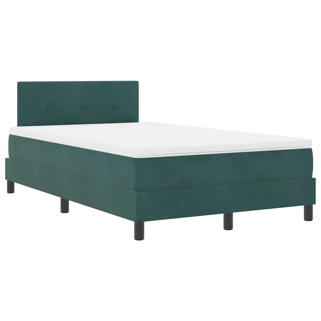 Box Spring Bed with Mattress Dark Green 120 x 190 cm Velvet