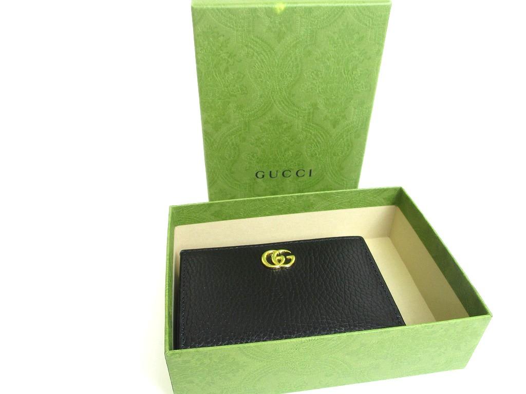 Authentic GUCCI Double G Black Red Leather Bifold Wallet Compact Wallet #b089 Open box