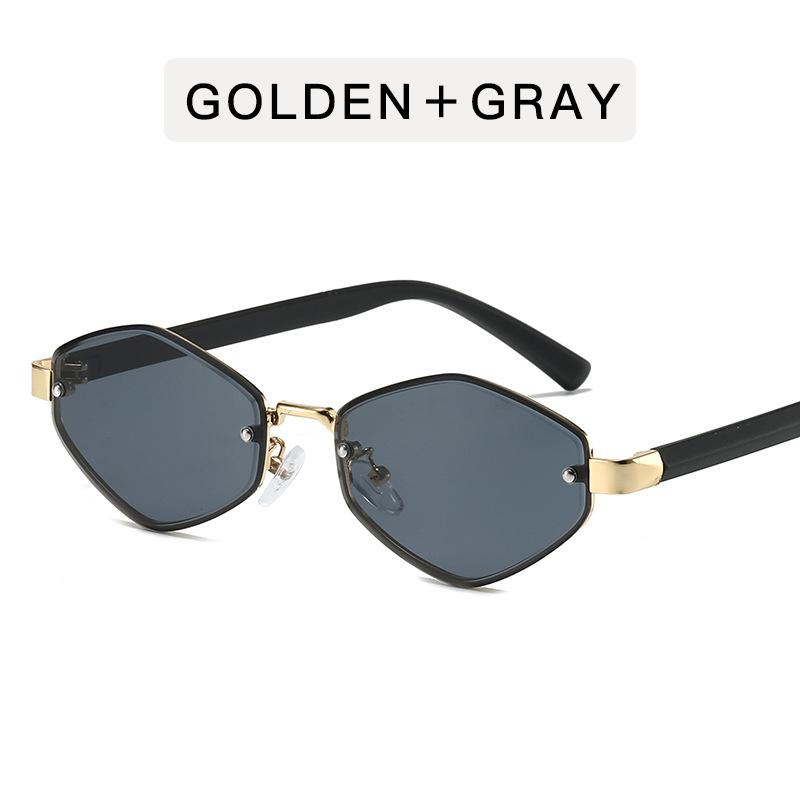 Fashion Small Polygonal Sunglasses Women Metal Rhombus Sun Glasses Ladies Hipster Sexy Cat Eye Shades Vintage