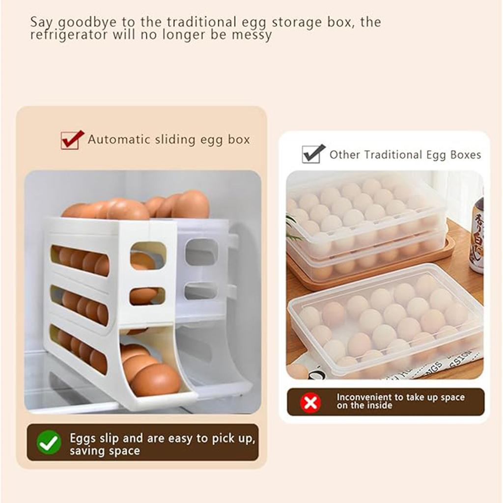4-слойная подставка для яиц, автоматический органайзер для яиц в холодильнике, компактный кронштейн для дозатора яиц, вмещает 36 яиц