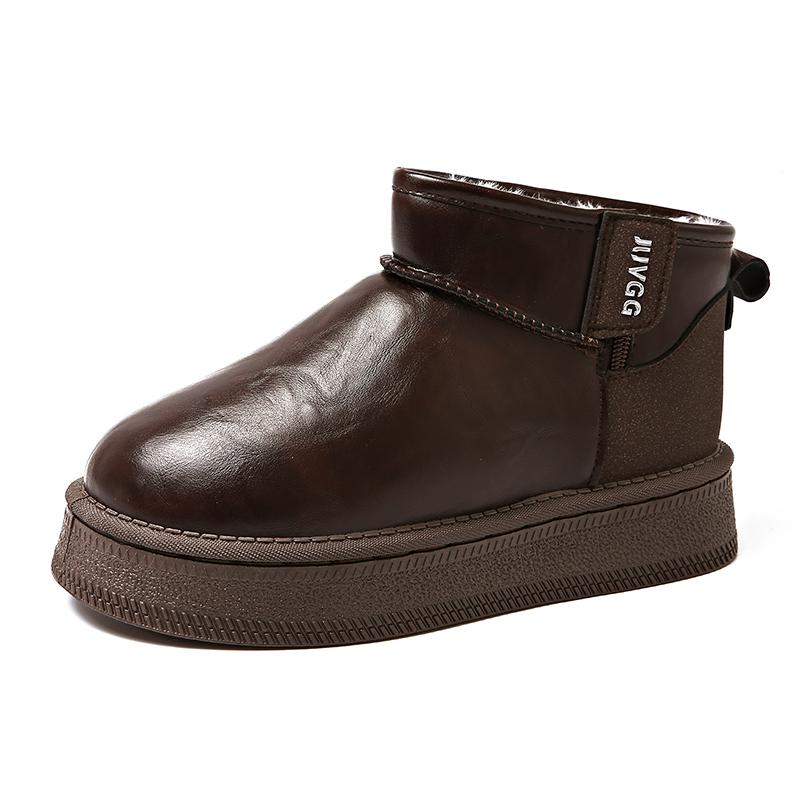 Модные женские плоские зимние сапоги новая зимняя мода круглый носок рукав толстая подошва противоскользящие износостойкие короткие сапоги