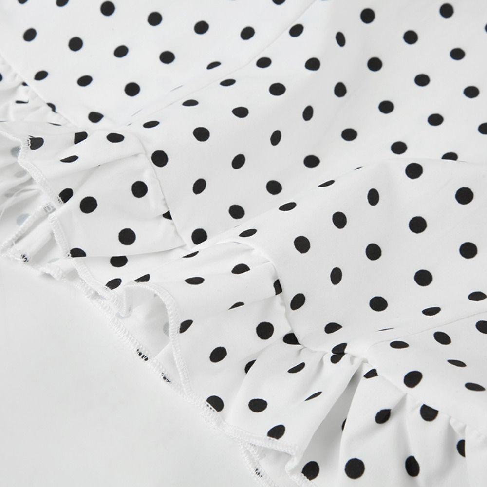 Dot Halter Ruffle Vest Top Lace Up Women Camisole Fashion Sleeveless Crop Top  Female