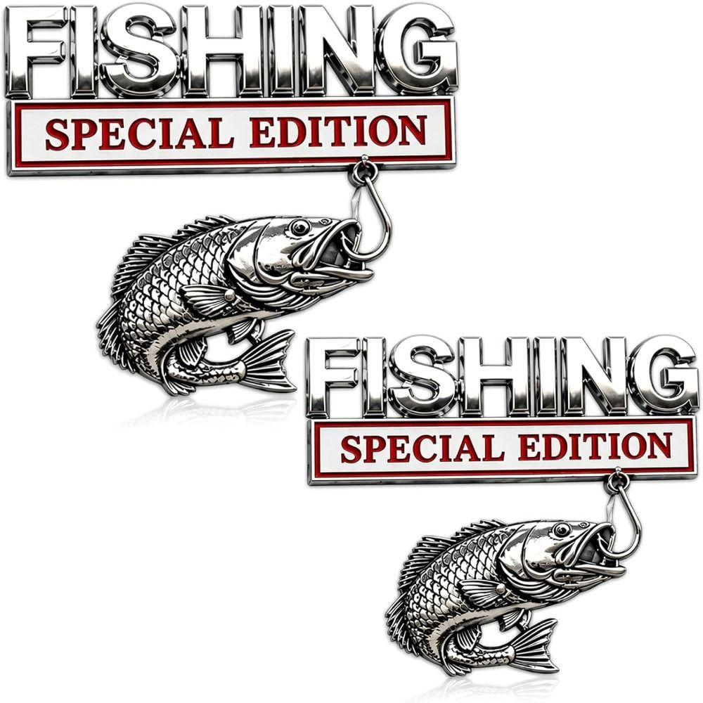 Metal Fishing Emblem Fishing Vehicle Emblem Fishing Themed Auto Badge Vehicle Accessories
