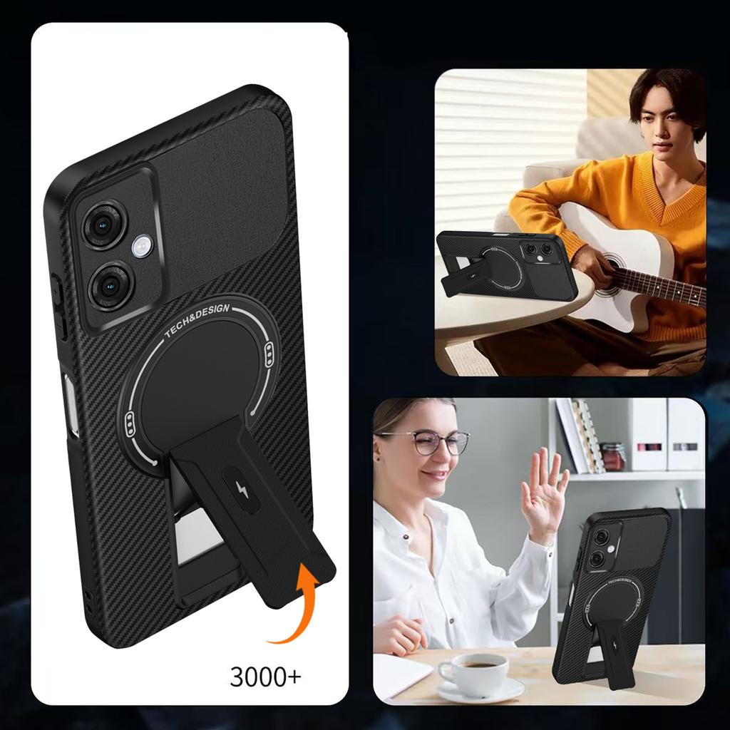 Для Motorola Moto G54 5G Чехол Текстура углеродного волокна ПК+ТПУ Чехол для телефона с подставкой