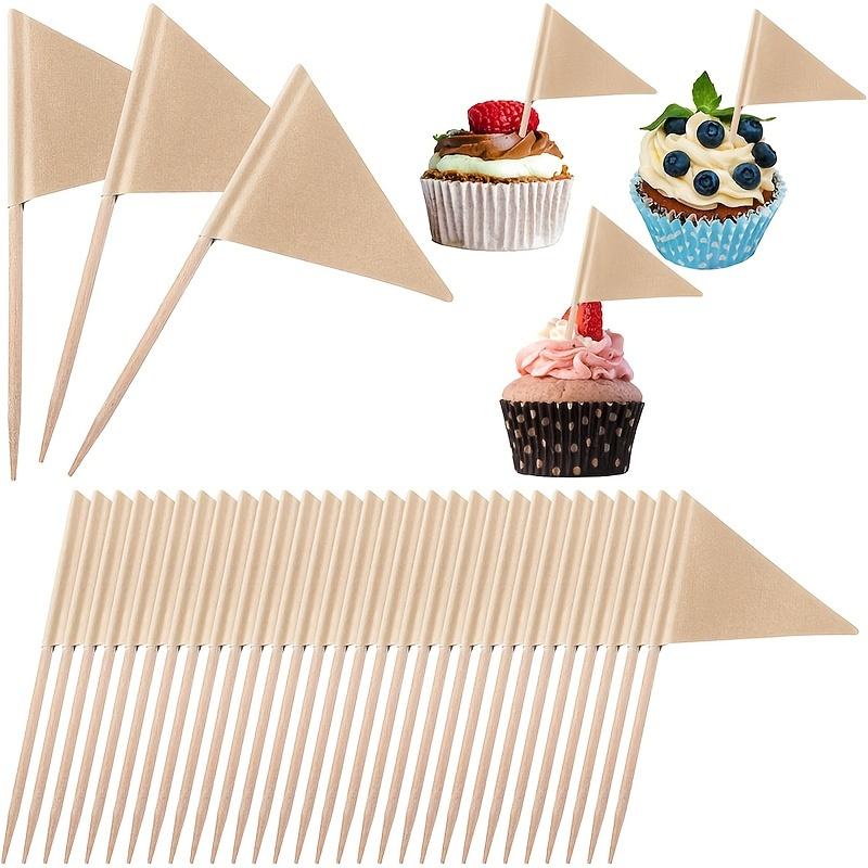 200 Pieces of Eco-friendly Bamboo Toothpick Flags with Kraft Paper-Perfect for Party Decoration, Cupcake Stick Decor,and Fruit and Cheese Marker Flags