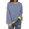 Women's Plus Size Autumn Loose Casual Striped Sweatshirt