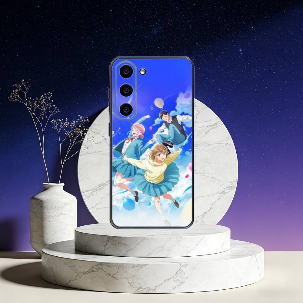 Blue Box Anime Cute Phone Case For Samsung Galaxy A73,A72,A71,A70,A53,A52,A51,Others Soft Black Cover