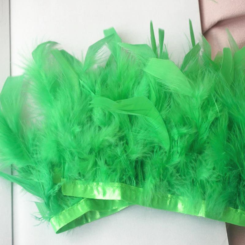 Long Turkey Fur Feather Cloth Strips Fire Edge Stage Performance Clothing Accessories Skirt Diy Decorative Materials