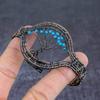 Arizona Turquoise Gemstone Handmade Copper Wire Wrap Cuff Bangle Adjustable w4d03