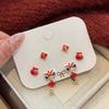 Cartoon Awakened Lion Earrings Good Luck Bell Ear Studs Lion Dance Earrings Set  New Year Gift