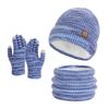 3Pcs/Set Winter Hat Scarf Gloves Set Thickened Velvet Lining Colorful Elastic Fit Knitting Hat Neck Warmer Gloves Set