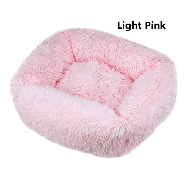 Square Dog Cat Bed with Side Cover Medium Large Sofa Plush Kennel Winter Warm Puppy Mat Nest Soft House Non-slip Basket Cushion