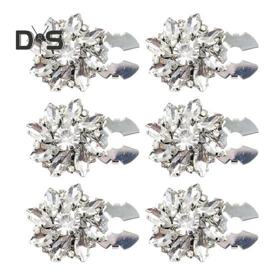 1/6Pcs Button Covers Faux Pearls Shiny Rhinestone Flower Shape Button Clip with Pliers Press Dress Suit Tux Accessories