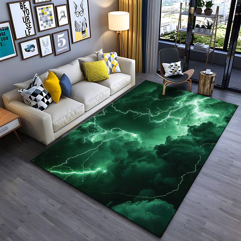 Green Lightning Storm Design suitable as a non-slip mat for the living room or bedroom sofa
