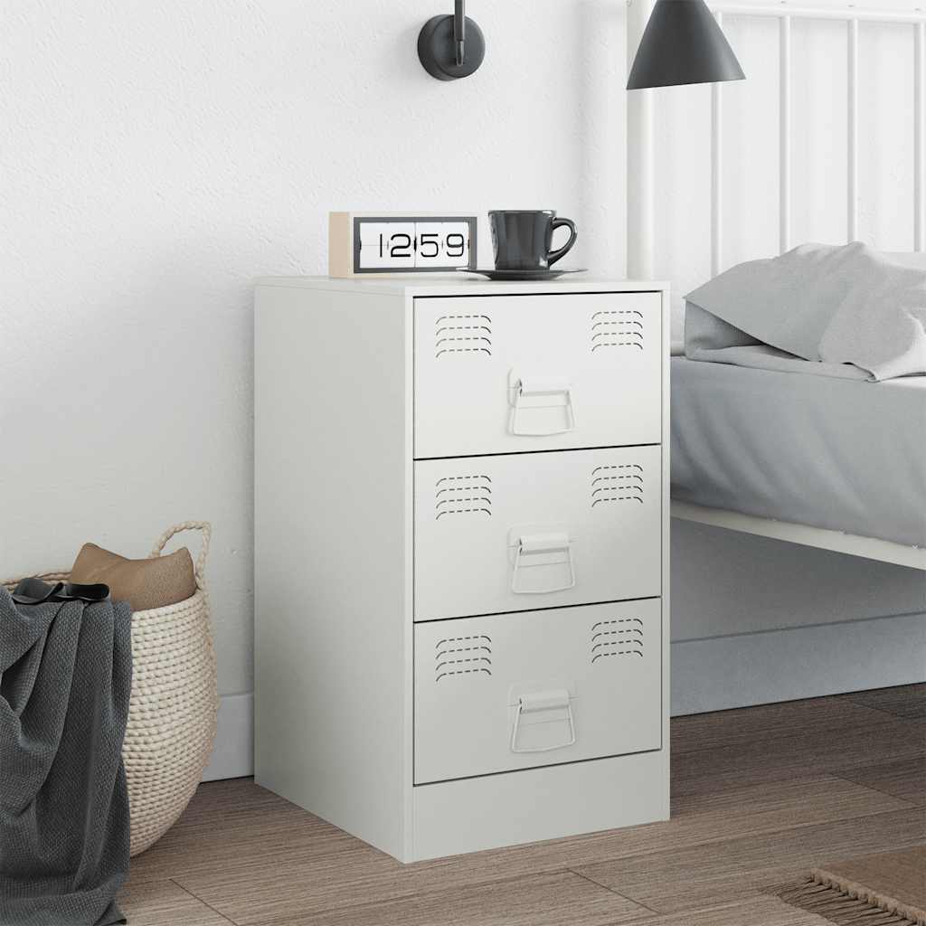 Nightstand White 34.5 x 39 x 62 cm Steel