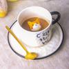 Decorative Cat Ceramic Mug with Saucer - Cute Animal Coffee Cup for Home