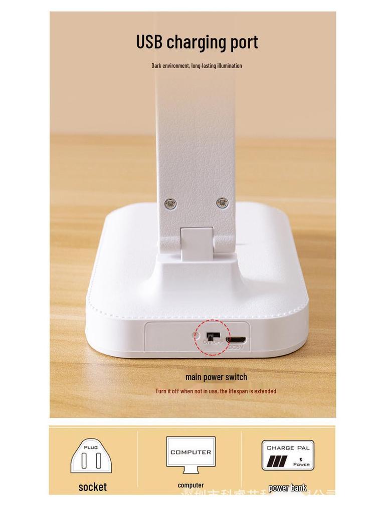 Eye-Protective LED Desk Lamp - Touch Control, Folding Design for Students and Children's Bedside