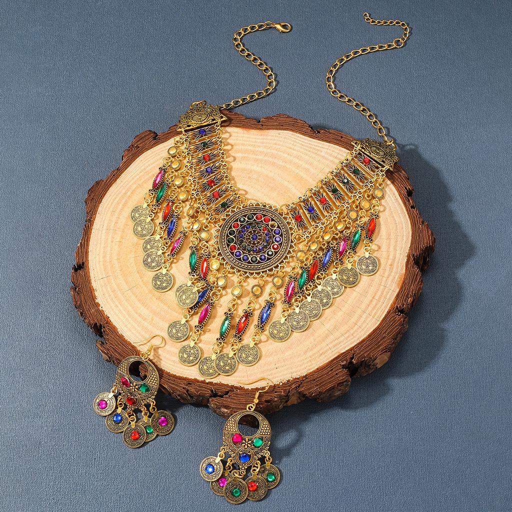 Стиль Ретро Придворный Богемный Этнический Стиль Ожерелье Серьги Набор Украшений из двух предметов