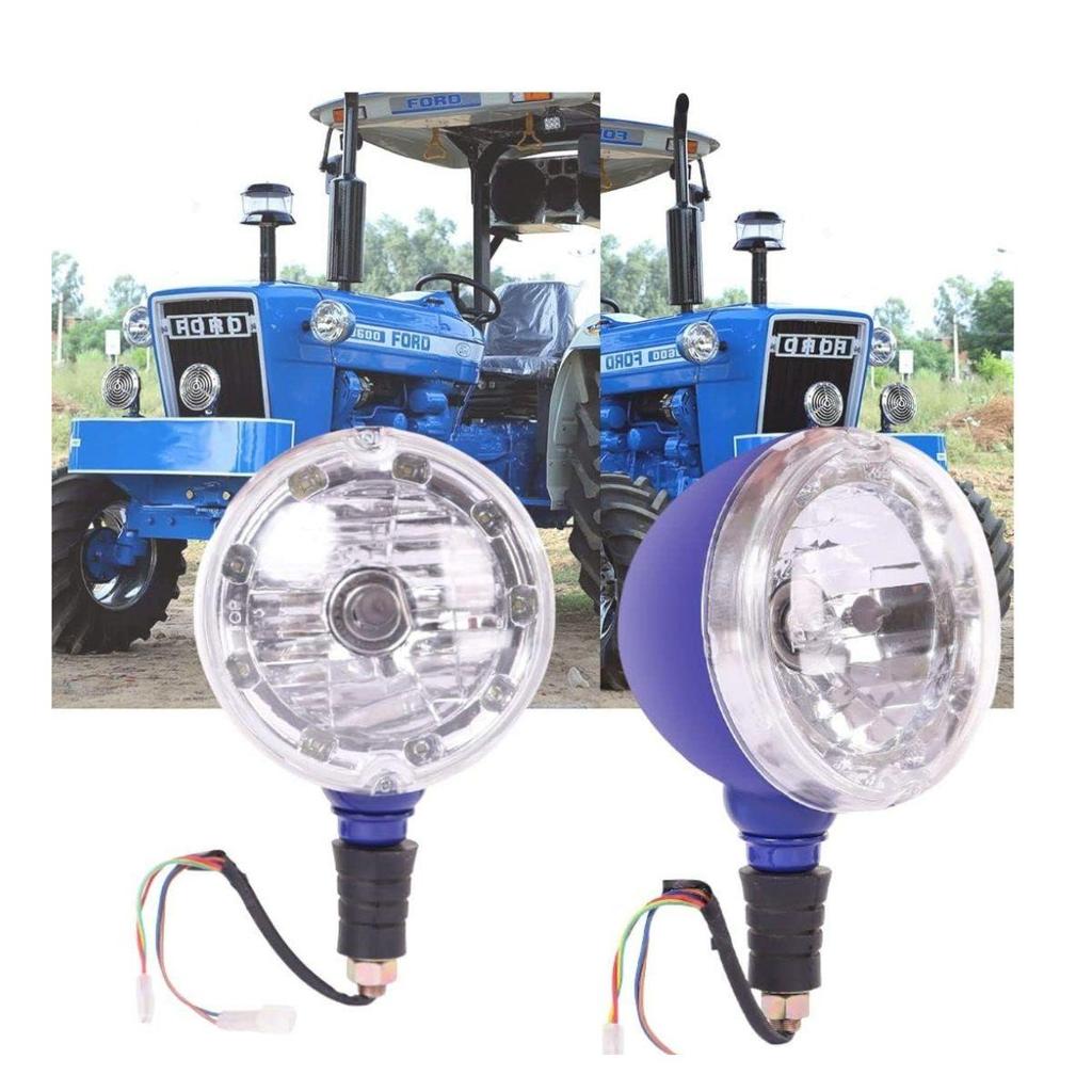 LED Headlight Assembly Pair – Super Bright 12V Tractor Lights for Ford & Farmtrac 45, 50, 60, 6055, 6045, 6090 Glass Headlamps