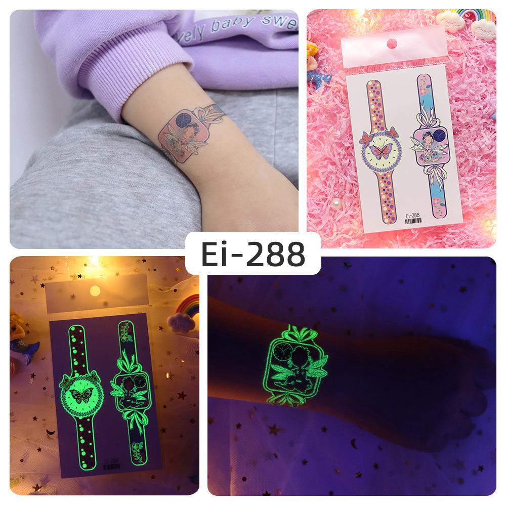 Rikalong Waterproof Luminous Cartoon Tattoo Stickers for Kids - Glow-in-the-Dark Watch Design